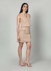 Gaiia Sleeveless Tweed Jacket And Mini Skirt Set