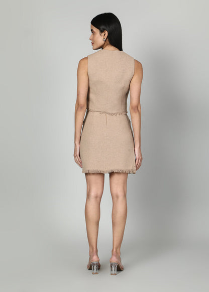 Gaiia Sleeveless Tweed Jacket And Mini Skirt Set