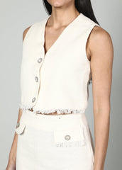 Gaiia Sleeveless Tweed Jacket And Mini Skirt Set