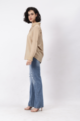 Women Long Sleeve Solid Color Shirt