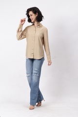 Women Long Sleeve Solid Color Shirt