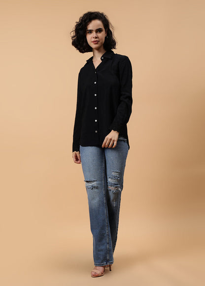 Gaiia Women Long Sleeve Solid Color Shirt