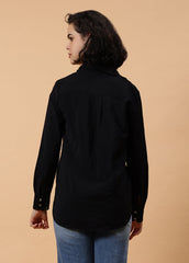 Women Long Sleeve Solid Color Shirt