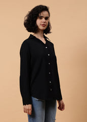 Women Long Sleeve Solid Color Shirt