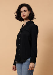 Women Long Sleeve Solid Color Shirt