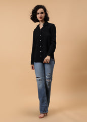 Women Long Sleeve Solid Color Shirt