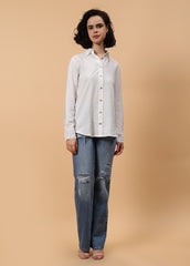 Women Long Sleeve Solid Color Shirt