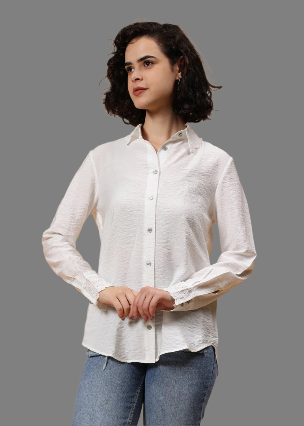 Women Long Sleeve Solid Color Shirt