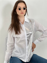 Gaiia Half Snake Print Shirt - White