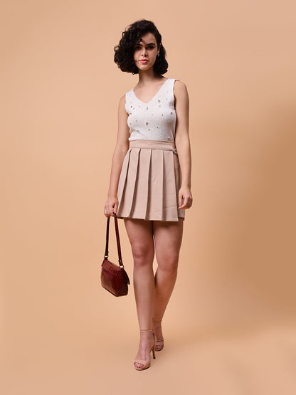 Gaiia Pleated Skirt With Chain