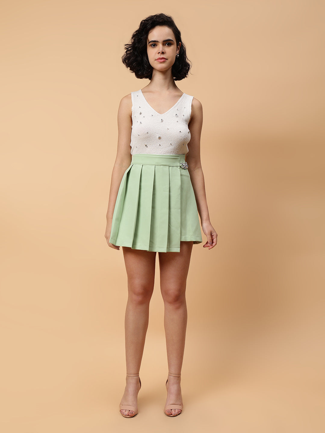 Gaiia Pleated Skirt With Chain