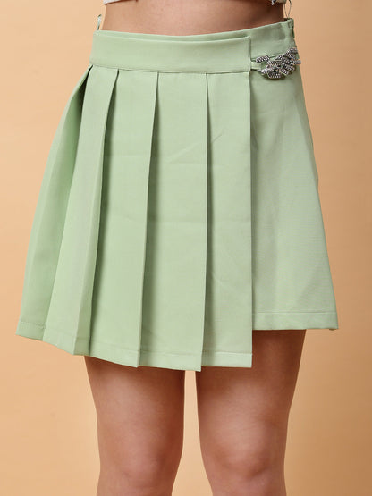 Gaiia Pleated Skirt With Chain