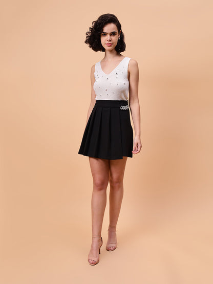 Gaiia Pleated Skirt With Chain