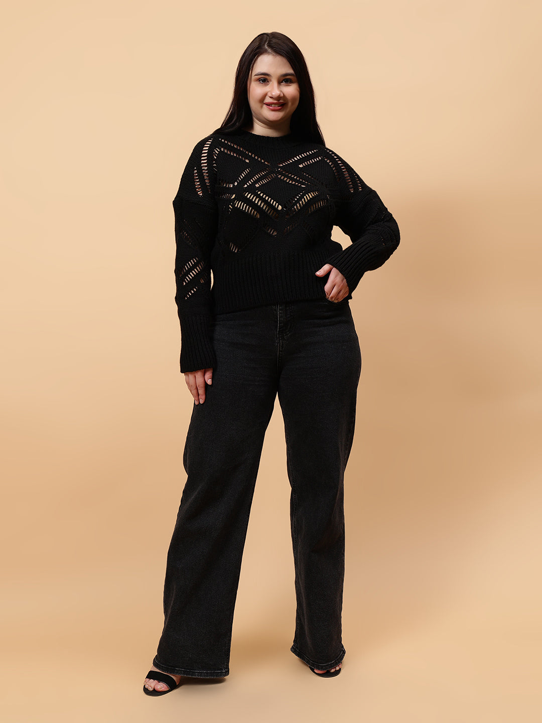 Gaiia Self Design Round Neck Pullover