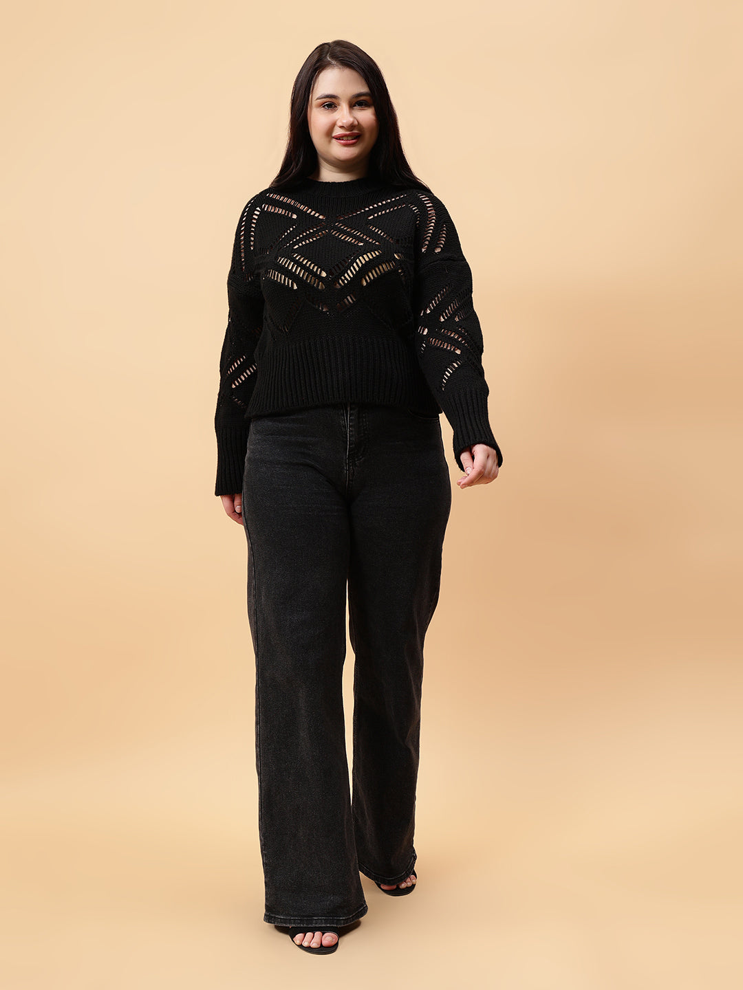 Gaiia Self Design Round Neck Pullover