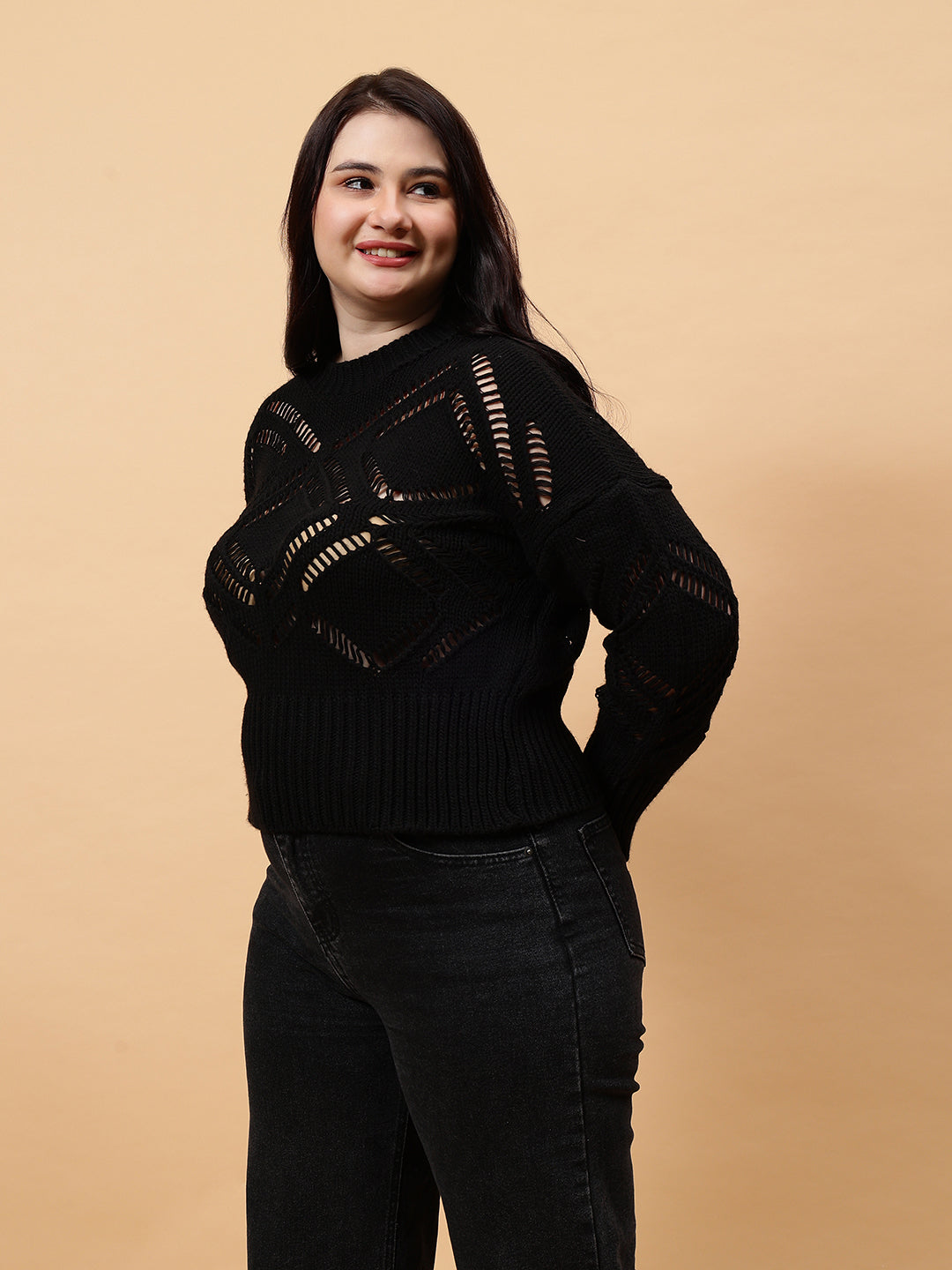 Gaiia Self Design Round Neck Pullover