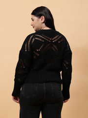 Self Design Round Neck Pullover