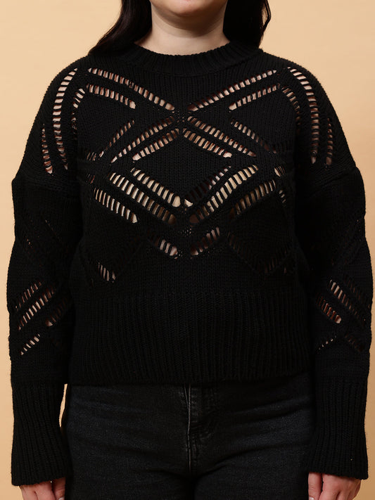 Gaiia Self Design Round Neck Pullover