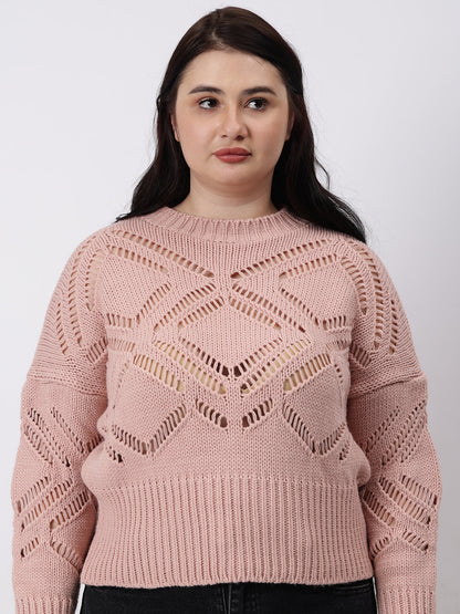Gaiia Self Design Round Neck Pullover