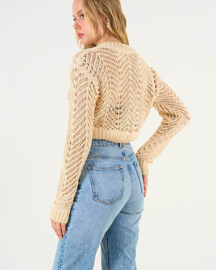 Openwork Crop Sweater