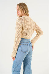 Gaiia Openwork Crop Sweater