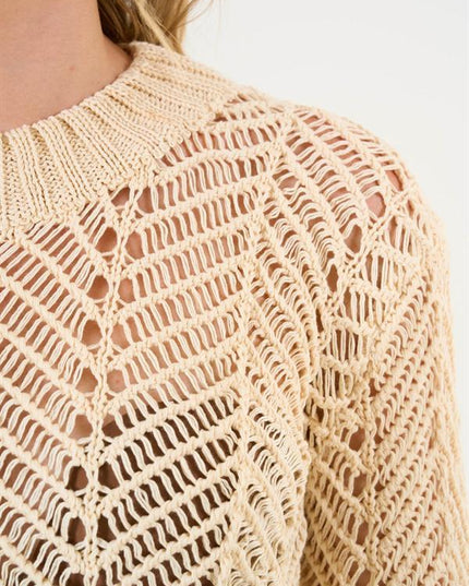 Openwork Crop Sweater