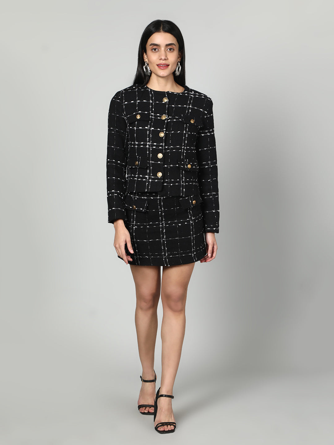 Gaiia Tweed Jacket And Skirt Set