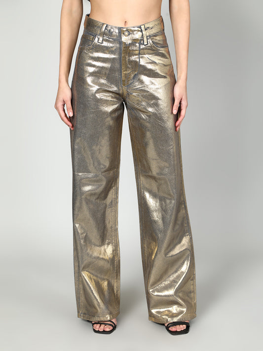 Foil Effect Shimmer Straight Leg Denim