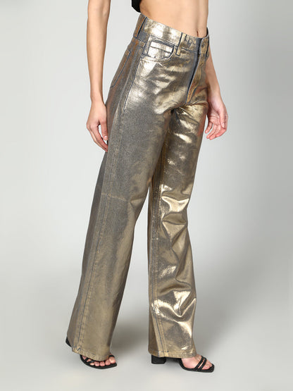 Gaiia Foil Effect Shimmer Straight Leg Denim
