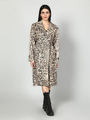 Gaiia Leopard Print Coat - Beige