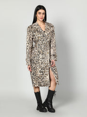 Gaiia Leopard Print Coat - Beige