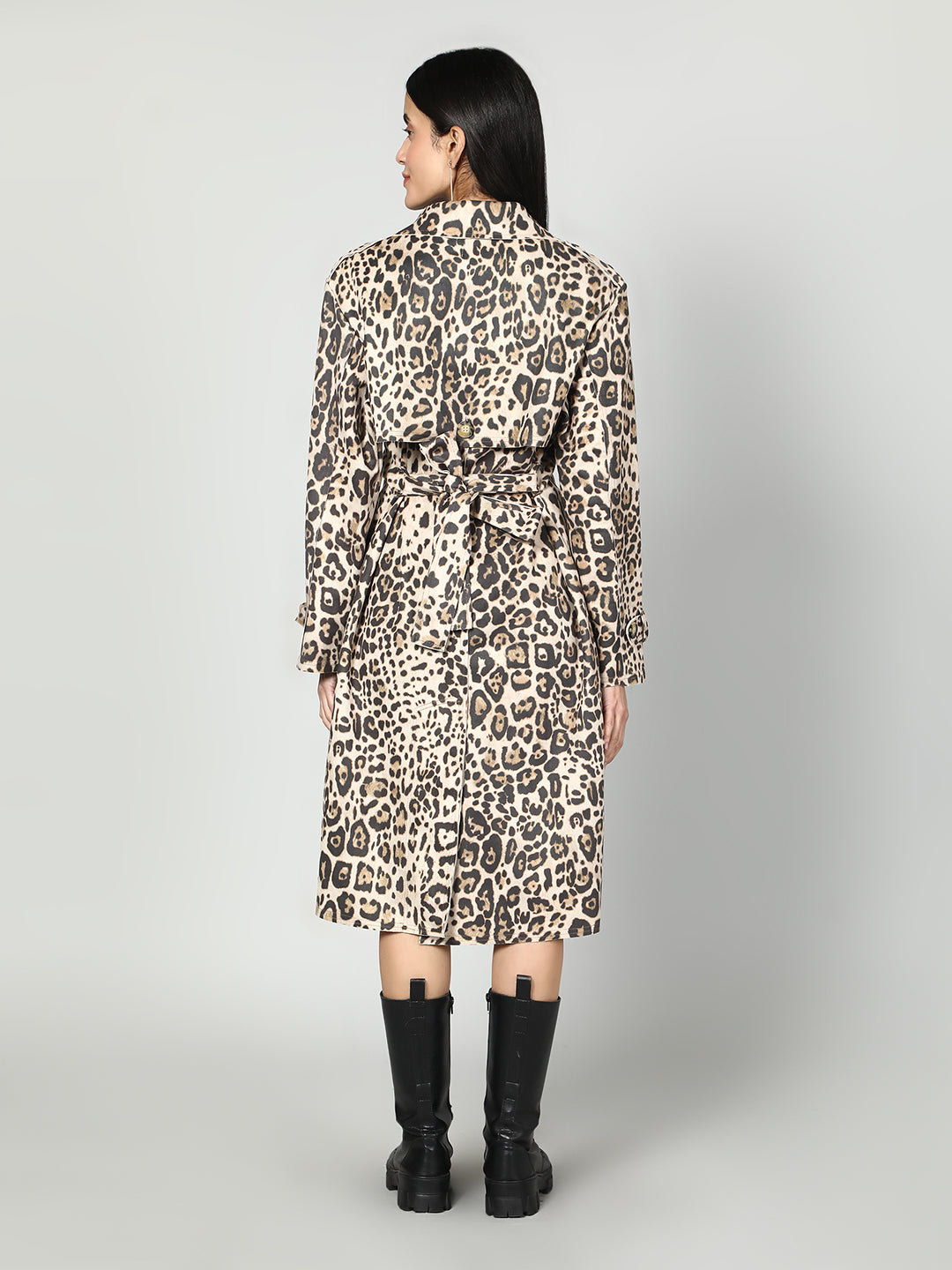 Gaiia Leopard Print Coat - Beige