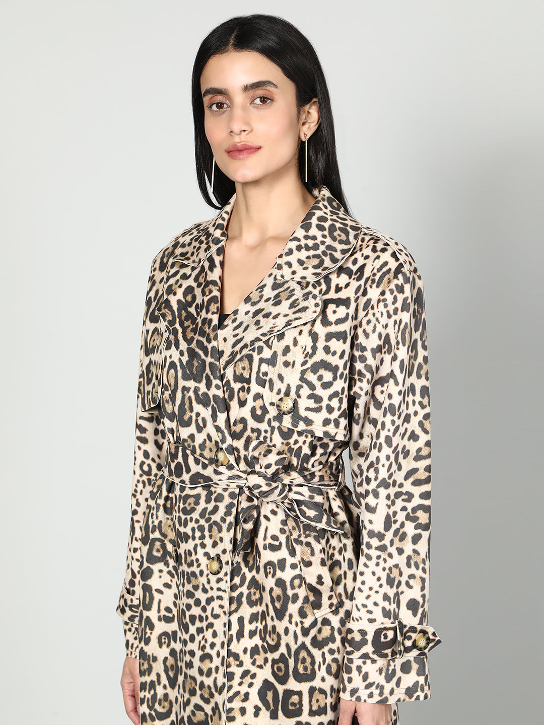 Gaiia Leopard Print Coat - Beige