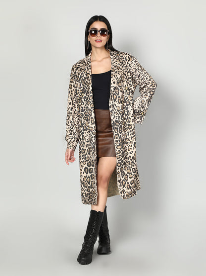 Gaiia Leopard Print Coat - Beige