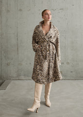 Gaiia Leopard Print Coat - Beige