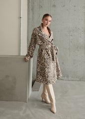 Gaiia Leopard Print Coat - Beige