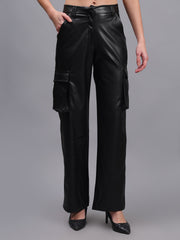 Gaiia Faux Leather Cargo Trouser