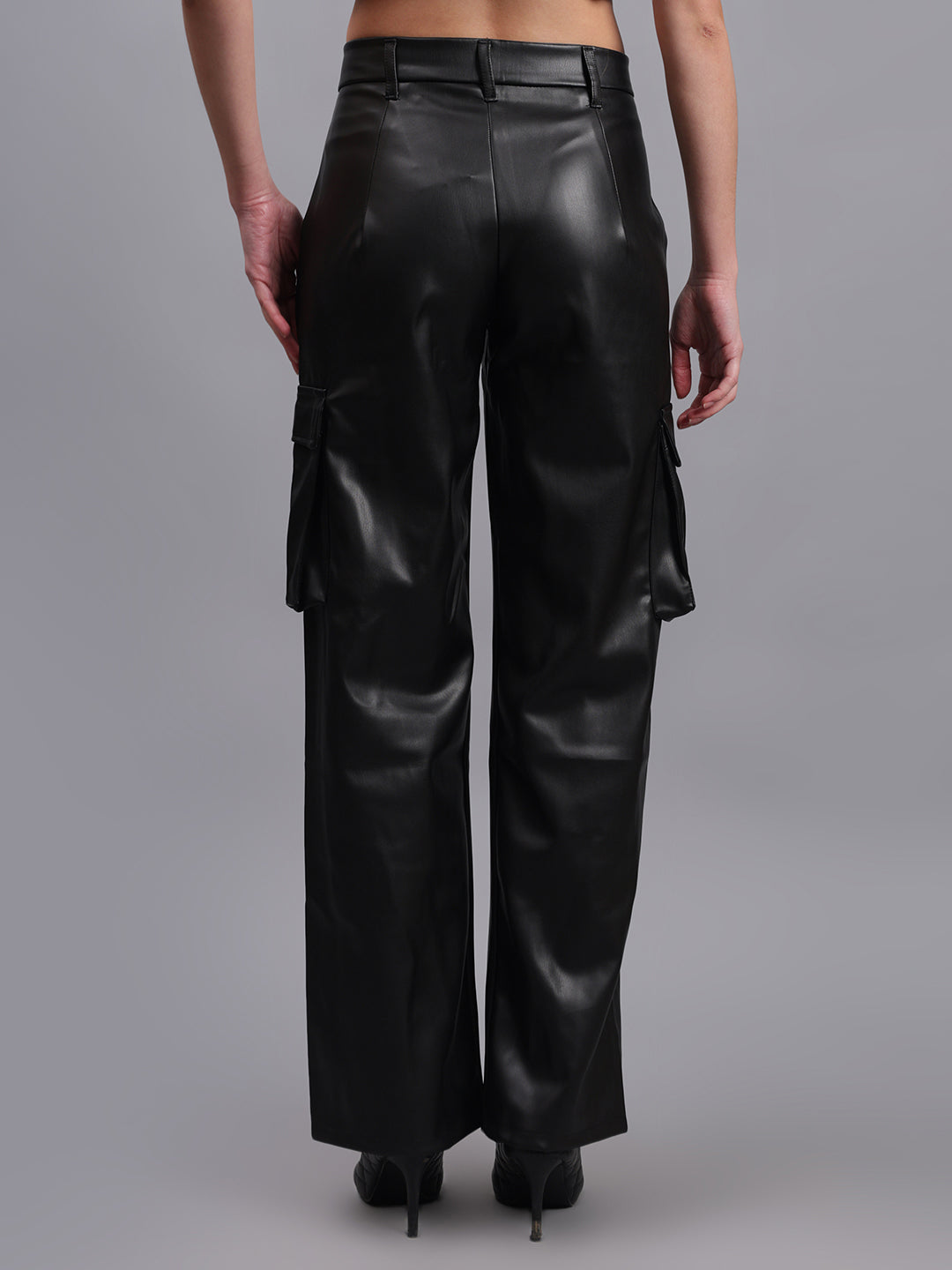 Gaiia Faux Leather Cargo Trouser