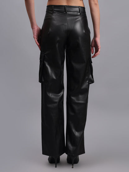 Gaiia Faux Leather Cargo Trouser