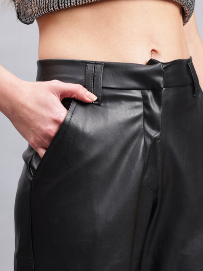 Gaiia Faux Leather Cargo Trouser