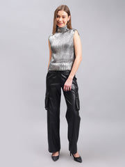 Gaiia Faux Leather Cargo Trouser