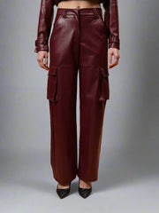 Faux Leather Cargo Trouser