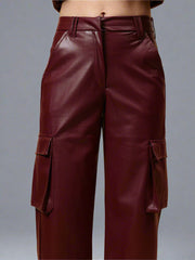Gaiia Faux Leather Cargo Trouser