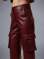 Gaiia Faux Leather Cargo Trouser