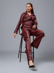 Gaiia Faux Leather Cargo Trouser