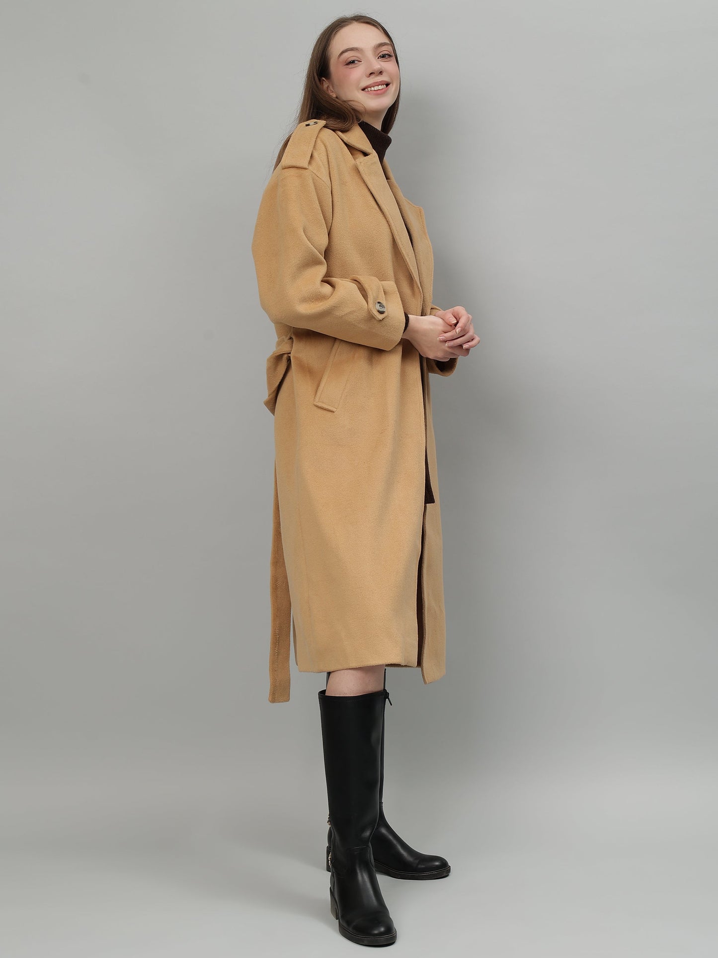 Gaiia Solid Colour Single Breasted Coat