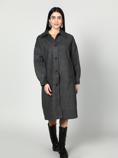 Gaiia Women Solid Colour Collared Neck Wool Coat