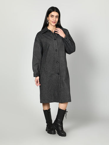 Gaiia Women Solid Colour Collared Neck Wool Coat