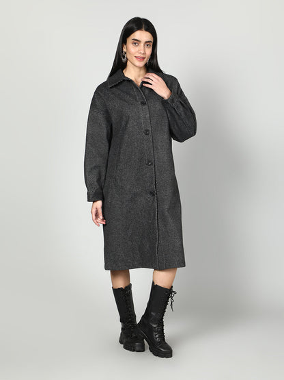 Gaiia Women Solid Colour Collared Neck Wool Coat
