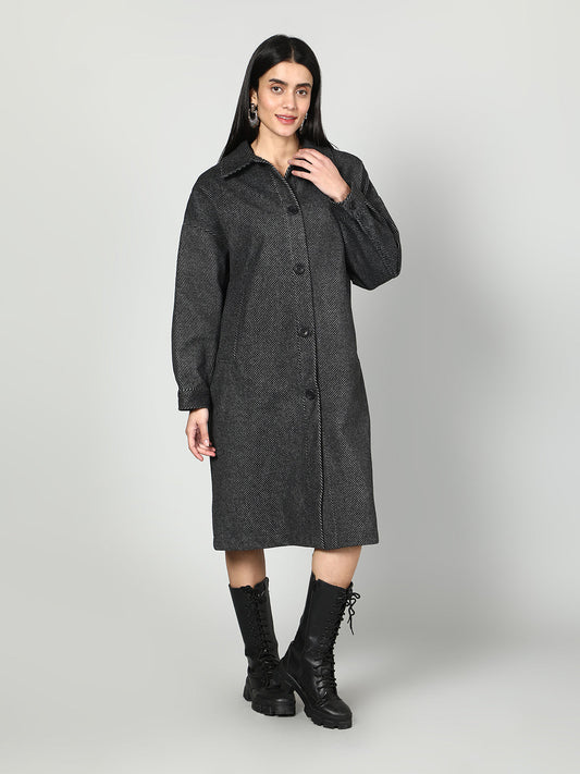 Gaiia Women Solid Colour Collared Neck Wool Coat